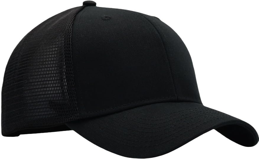 Image of Mens Mesh Snapback Hat Fits One Size & XXL | Structured Adjustable Trucker Hats | Sturdy Outdoor Blank Baseball Cap