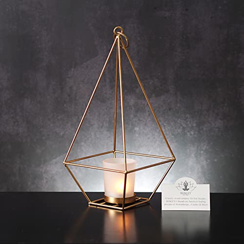 Hosley's Set Of 2 Gold Finish Tealight/Votive Holder Lantern With Votive Frosted Candle Holder- 11.5" High. Ideal Gift For Weddings, Special Events, Parties Led Candle Gardens, Spa, Aromatherapy O4 #TOP5