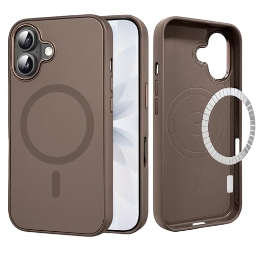 Image of Elzzi Magnetic for iPhone 17 Case (2025) (Compatible with MagSafe)(Military Grade Drop Protection) Matte Shockproof with Anti-Fingerprint Phone Cover, 6.3''|Brown