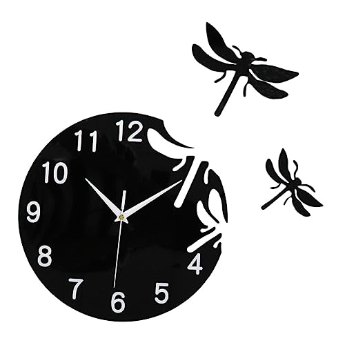 Horloge murale acrylique silencieuse avec libellule pour salon