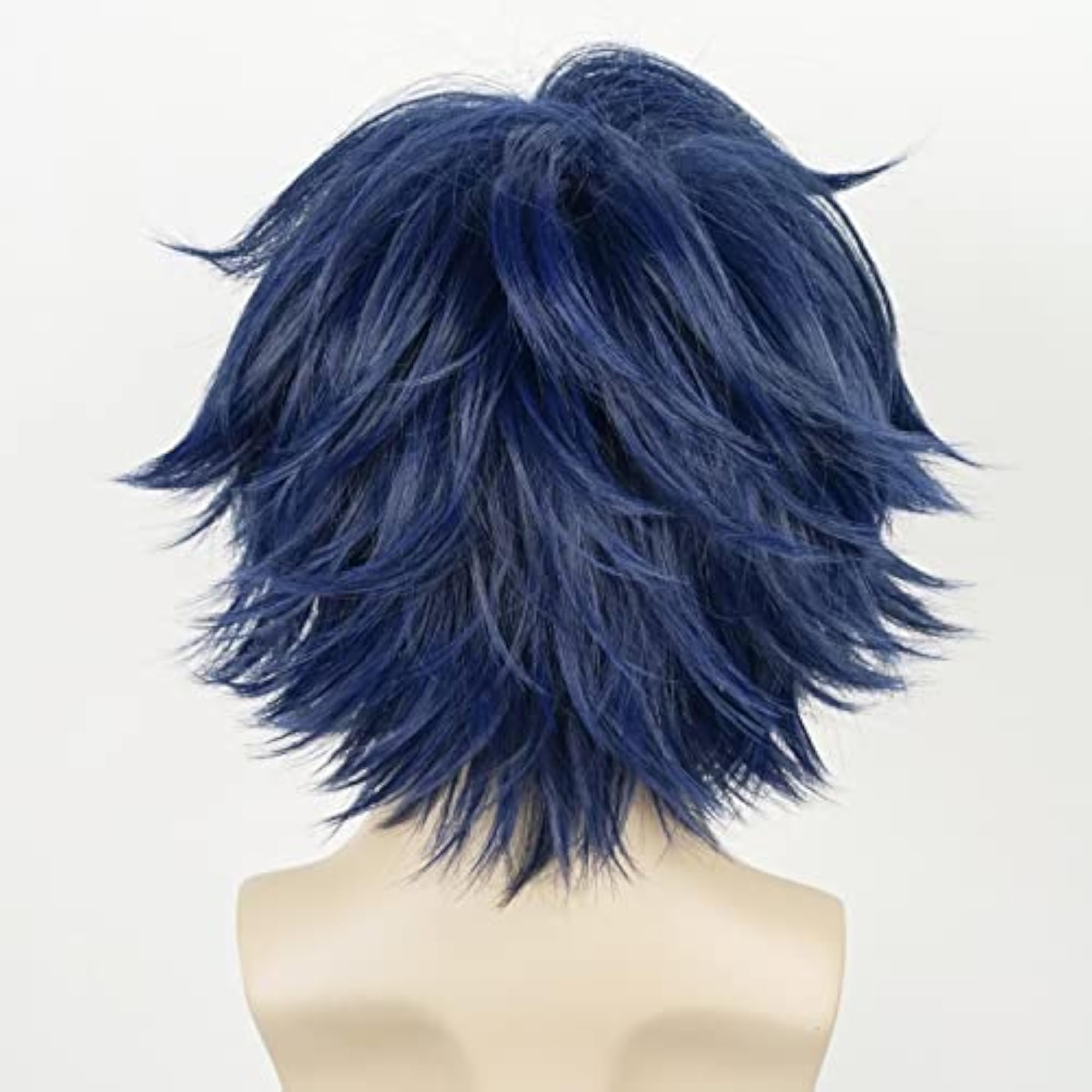 Unisex Dark Blue Layered Anime Cosplay Wig