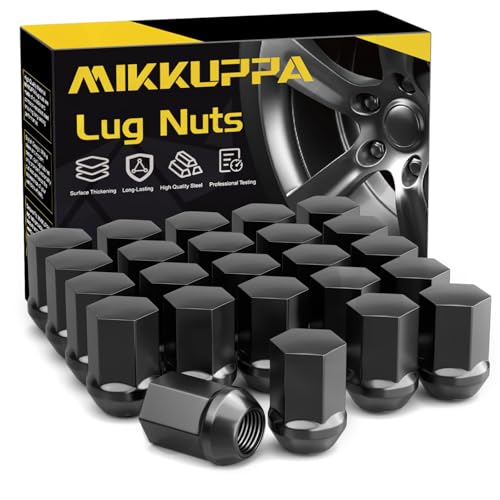 Image of MIKKUPPA M14x1.5 Black Lug Nuts - One-Piece Chrome OEM Factory Style Large Acorn Seat Lug Nuts 7 /8 inch Hex Replacement for Most Chrysler Dodge Jeep Ram Vehicles 24pcs Replace OEM 611-330