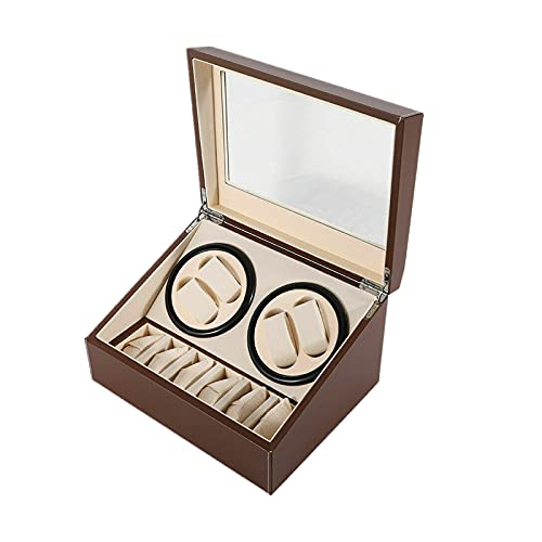 Caja giratoria automática para relojes de 4 + 6, piel sintética Cover