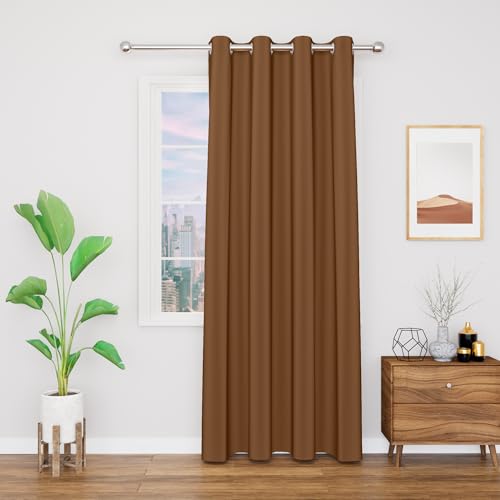 Image of Blackout Window Curtain with Tie Back 6 feet 1 Pcs | Room Darkening, Thermal Insulated, Noise Reducing Heavy Polyester Solid Curtain (Rust Colour)