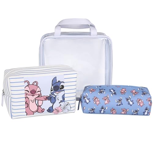 Trousse de toilette Disney Stitch lot de 3 formats de voyage universels