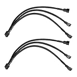 Vetroo 2 Pack 1 to 3 Converter PWM Fan Splitter Cable, Sleeved Braided Adapter for Computer PC Case...