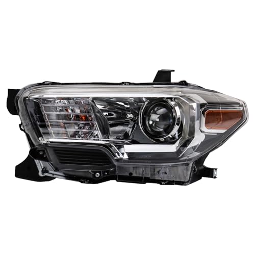 Image of TRQ Driver Side Headlight Assembly Halogen Black Bezel Compatible with 2016-2017 Toyota Tacoma Without LED Daytime Running Lights Without Fog Lights TO2502243