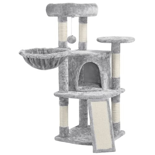Abician Arbre à Chat Tour pour Chat de 107cm avec Planche à Gratter Gris Clair Cover