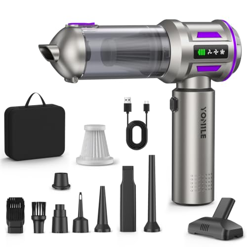 Image of Yomile Mini Vacuum Cleaner, 2 in 1 27000PA Brushless Car Vacuum Air Duster 9000mAh Battery Air Blower Wireless Handheld Vacuum for Car,Office and Home