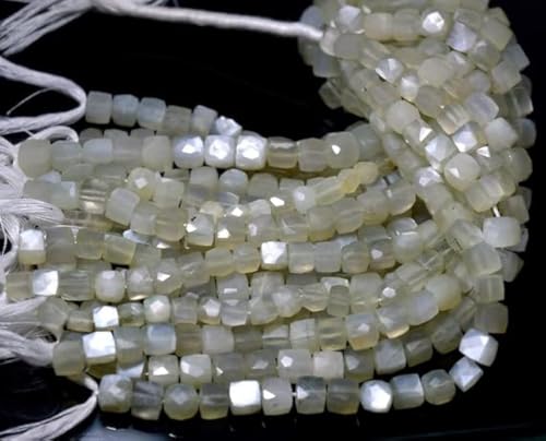 Perles pierres de lune facettées cubes de 5mm pour création de bijoux de lithothérapie - 2
