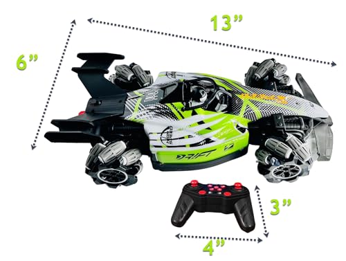 Image of Formula Drift Car with Smoke, LED Lights, 360 Rotation, and Sound with Ultimate Drifting Experience 14 inchx7 inch (Green)