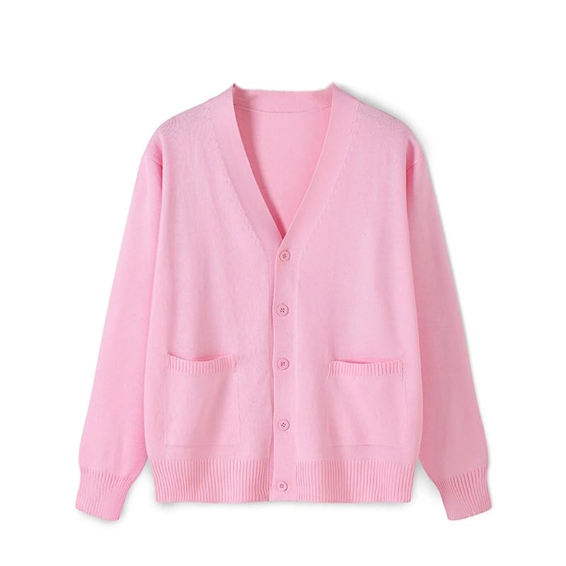 Mvdlinnds Women's Knit Cardigan Long Sleeve V Neck Sweatshirt Knitted Print Button Down Knitwear Outerwear Pink (S), Small