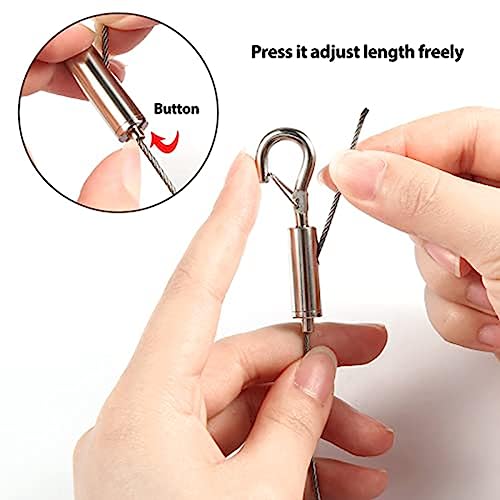 Image of 2PCS Adjustable Picture Hanging Wire Kit - Heavy Duty Hardware , 1M X1.5Mm Stainless Steel Cables Hanging Rope