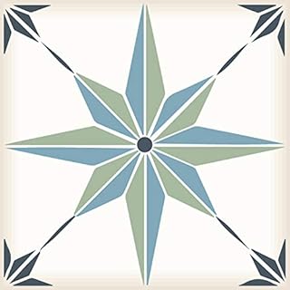 Tile Stickers by Mi Alma 24 pcs Talavera Wall Stencils Wall Stickers Peel and Stick Easy Application â€“ Ideal for Bathroom, Kitchen Wall Tile Decals (Star Tile 5, 4x4 inch)