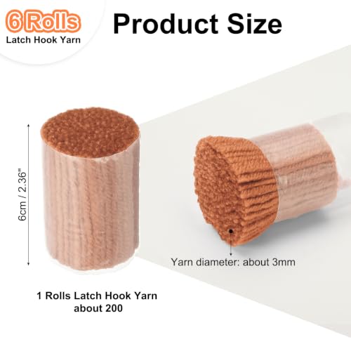 Image of PATIKIL 6 Rolls Latch Hook Yarn, Latch Hook Kit Yarn Precut Hook Rugs Making Crochet Bundles for Latch Hook Rug Adults Beginners Tapestry DIY Craft, Light Brown