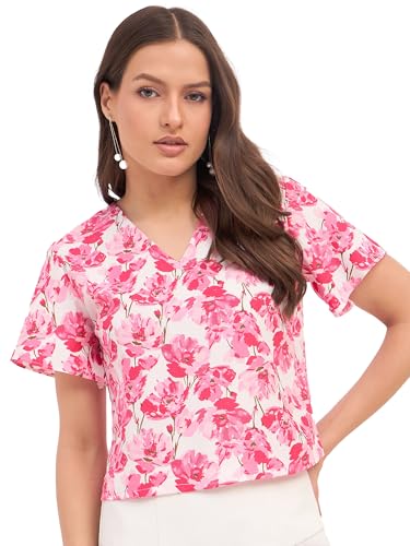 Image of SheWill Women's Embroidered Cotton Blend Ethnic & Western Top