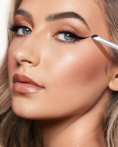 EIGSHOW Eyeliner Pinsel, Sichelförmiger Abgewinkelter Eyeliner Pinsel, Gelieren Lidstrich Make Up Pinsels für Präziser Liner Augenbrauen Lid Ultradünn mit Gebogener Borste (E865 Lila)