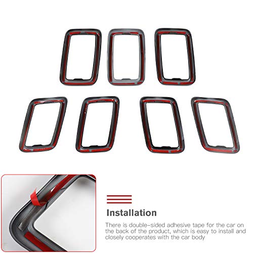 Image of CheroCar for Jeep Grand Cherokee 2017-2026 Front Grill Inserts Cover Gloss Black Grille Trim 7-Slot Grille Exterior Accessories