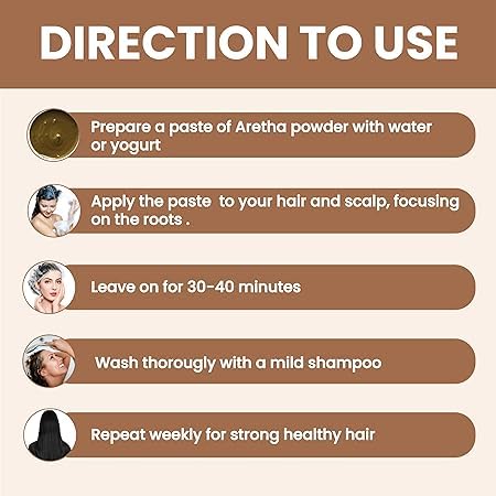 Miniatura 2 de 100% Pure Reetha Powder - Natural Hair Cleanser, Non-GMO, Chemical-Free, Ideal for Hair Care and Skin Care