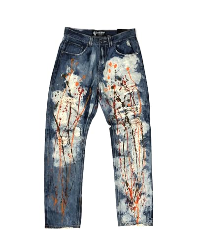 RB Slim Fit Painted Splatter Denim Jeans, Blue, Multi