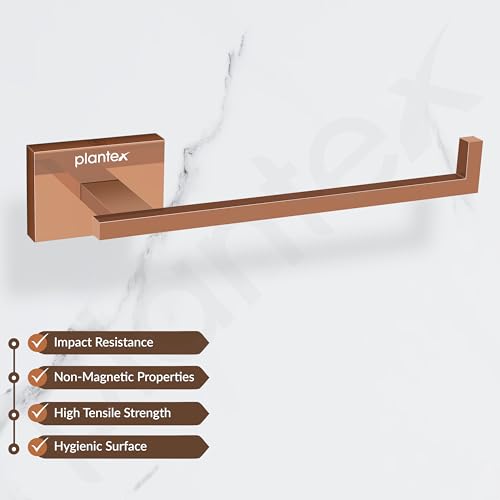 Image of Plantex 304 Grade Stainless Steel Toilet Paper Roll Holder for Washroom /Tissue Paper Stand for Kitchen /Bathroom Accessories - Benz (Rose Gold)