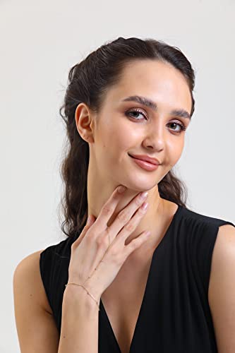 14k Solid Gold Bracelet Ring Hand Chain - Adjustable Finger Chain Bracelet Gold | Dainty Charm Hand Jewelry for Women | Mothers Day Gifts for Her | 7'' to 82