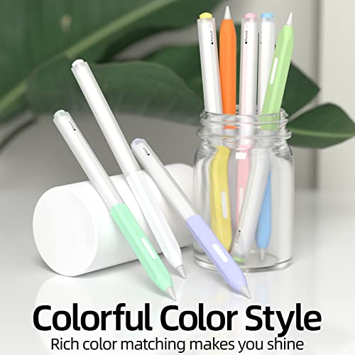 Joosko 3 Pack Pencil Case Compatible With Apple Pencil 2Nd Generation Case, Translucent Silicone Case, [With 10 Silicone Tip Cover] For Apple Pencil 2Nd Generation (Mint, White, Purple) #TOP6