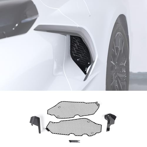 Side Intake Grill Guards Mesh Compatible with Chevrolet Corvette C8 2020-2026 Stainless Steel Side Radiator Guards Grille Vents Insert Mesh Accessories 2Pcs (Black)