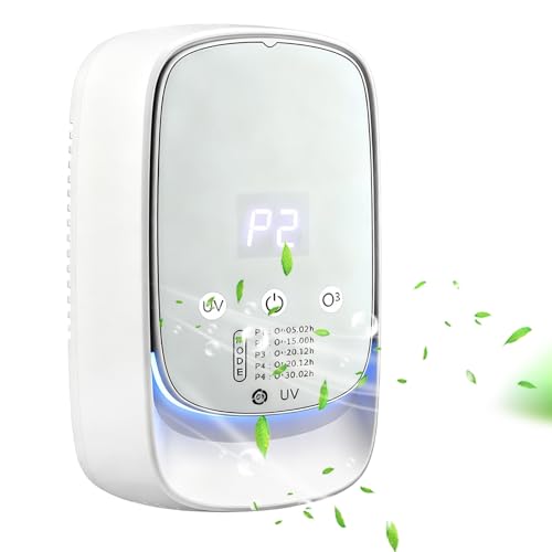 Purificador de aire con ozono, generador de ozono, eliminador de olores, desdesinfección UV con caja perfumada, purificador de aire, neutralizador de olores para habitaciones, cocina, baño, habitación