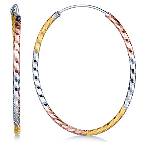 Infinite U Women's Elegant 925 Sterling Silver 40Mm Hoops Polished Round Hinged Sleeper Earrings (1 Pair) #TOP21