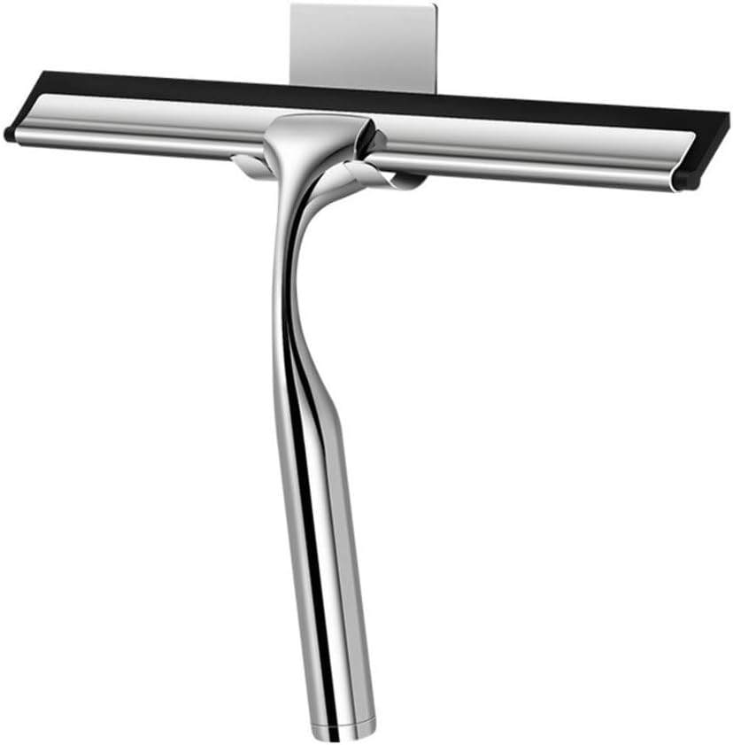1PC Shower Squeegee for Glass Silver Stainless Steel Squeegee with Hook for Window and Mirrors Removable Car Glass,Silver,10 inch