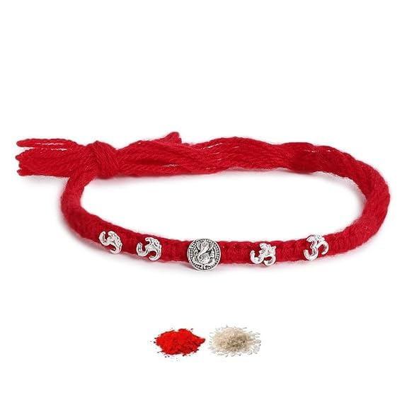 OM Ganesha Swastik Red Moli Thread Rakhi for Brother-image-44