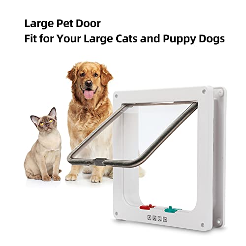 Herfuerry Large Cat Door Outer Size 9.8" x 9.3" x 2.16", 4 Way Locking Cat Flap Door for Interior Exterior Doors,Weatherproof Pet Doors for Cats &Dogs with Circumference <23",Suitable for Window &Wall - Image 6
