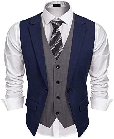 COOFANDY Mens Formal Fashion Vest Layered Waistcoat Business Dress Suit Vests for Wedding