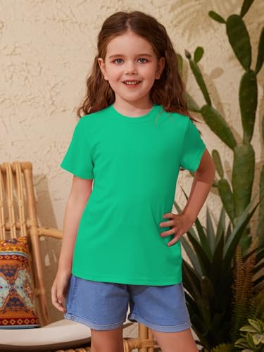Image of ZDC Girls' Short Sleeve Shirts Kids Crewneck T-Shirts Summer Tops Basic Tees 5-14 Years