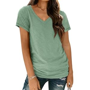 AUTOMET T-Shirts Short Sleeve V Neck Tees Tops for Women Fashion Trendy Lightweight Soft Casual Summer Outfits Clothes 2026
