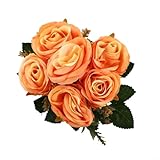 Honseadek Hochzeits-Topfblume klein für Rosenpflanze mit weißem Topfbaum, Haus, Garten, Büro, künstliche Party-Dekoration, Kunststoff-Textur, 45,7 x 25,4 cm (Orange)