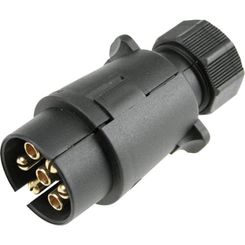 as - Schwabe 60462 fiche remorque 7 broches, mâle, connecteur voiture, caravane, 12 v Black