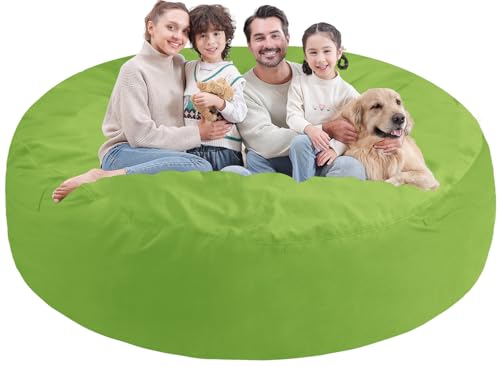 7FT Bean Bag Chair, Large Bean Bag Chairs with Memory Foam Filled, Fluffy Beanbag Sofa with Dutch Velvet Cover, Round BeanBag Chairs for Living Room, Playroom - Lime