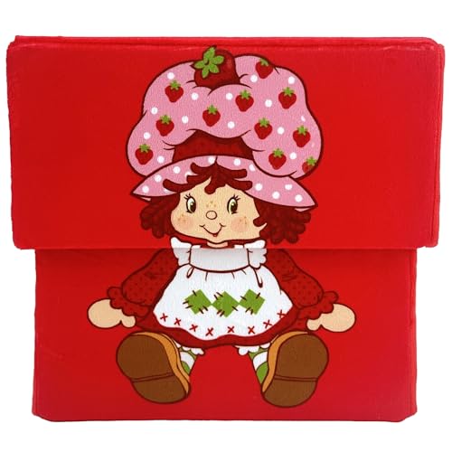 Happy Nappers Tarta de fresa: caja almacenable de 8 pulgadas, contenedor temático de personajes rojos, contenedor de almacenamiento de tela, tapa superior de apertura, sostiene juguetes, libros