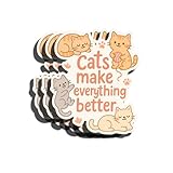 3PCS - Cute Cat Quote Sticker – “Cats Make Everything Better” – Waterproof Vinyl Decal for Laptop, Water Bottle, Journal – Aesthetic Cat Lover Gift
