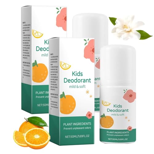 [2Pack] Natural Deodorant for Kids & Teens Aluminum Free Alcohol-Free P-ar-a-ben Free 24 Hr Odor Protection Clean Fresh Scent Kids & Tweens Hypoallergenic Deodorant (2)