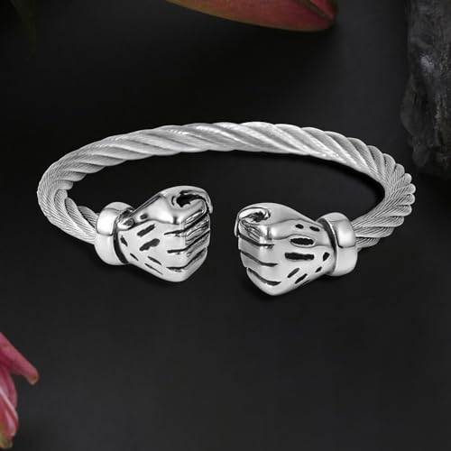 Image of Peora Silver Plated Stainless Steel Metal Kada Bracelet Stylish Jewellery Gift for Men & Boys
