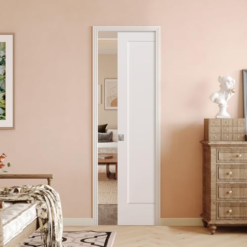 Image of BARNSMITH 24in x 80in 1-Panel White Paintable Sliding Pocket Door