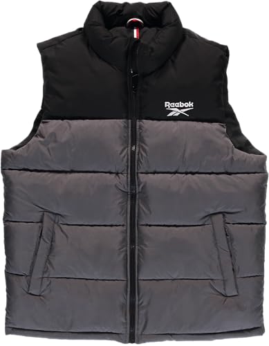 Image of Reebok Mens Puffer Vest - Full Zip Midweight Thick Insulated Sleeveless Jacket for Men - Outdoor Quilted Puffer Winter Vest