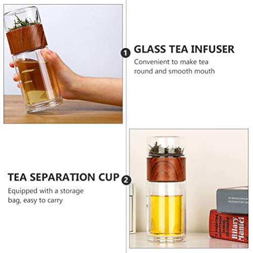 Yardwe Infusor de Chá de Vidro Copo de Chá Copo de Vidro de Alta Temperatura Garrafa de Chá Infusor