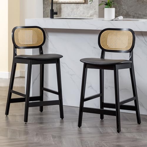 chairus 2er Set Barhocker PU Leder Barstuhl für Küchen mit Rattan...