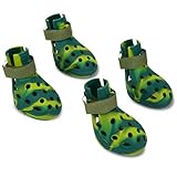 BassGaa Dog Shoes for Hot Pavement and Snow, Silicone Dog Booties for Small Medium Large Dogs, Waterproof Paw Protectors- Non-Slip, Adjustable Straps, Dog Boots for Beach/Rain/Hiking (Green, L)