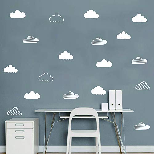 Image of 24 Pcs/Set Clouds Decal Vinyl Wall Sticker for Kids Room Nursery Decoration Boy Girl Child Bedroom Living Room Art Decor Home House Design Mural YMX57 (White)