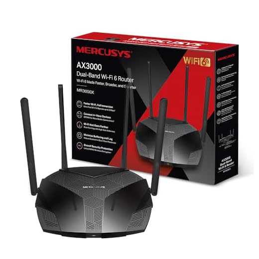Mercusys Routeur WiFi 6 3000Mbps , Routeur WiFi Bi-Bande , 4 ports RJ45 Gigabit , 4 antennes 5dBi, MU-MIMO, WPA3, Connexion intelligente, Contrôle parental, Technologie BSS Color, MR3000X